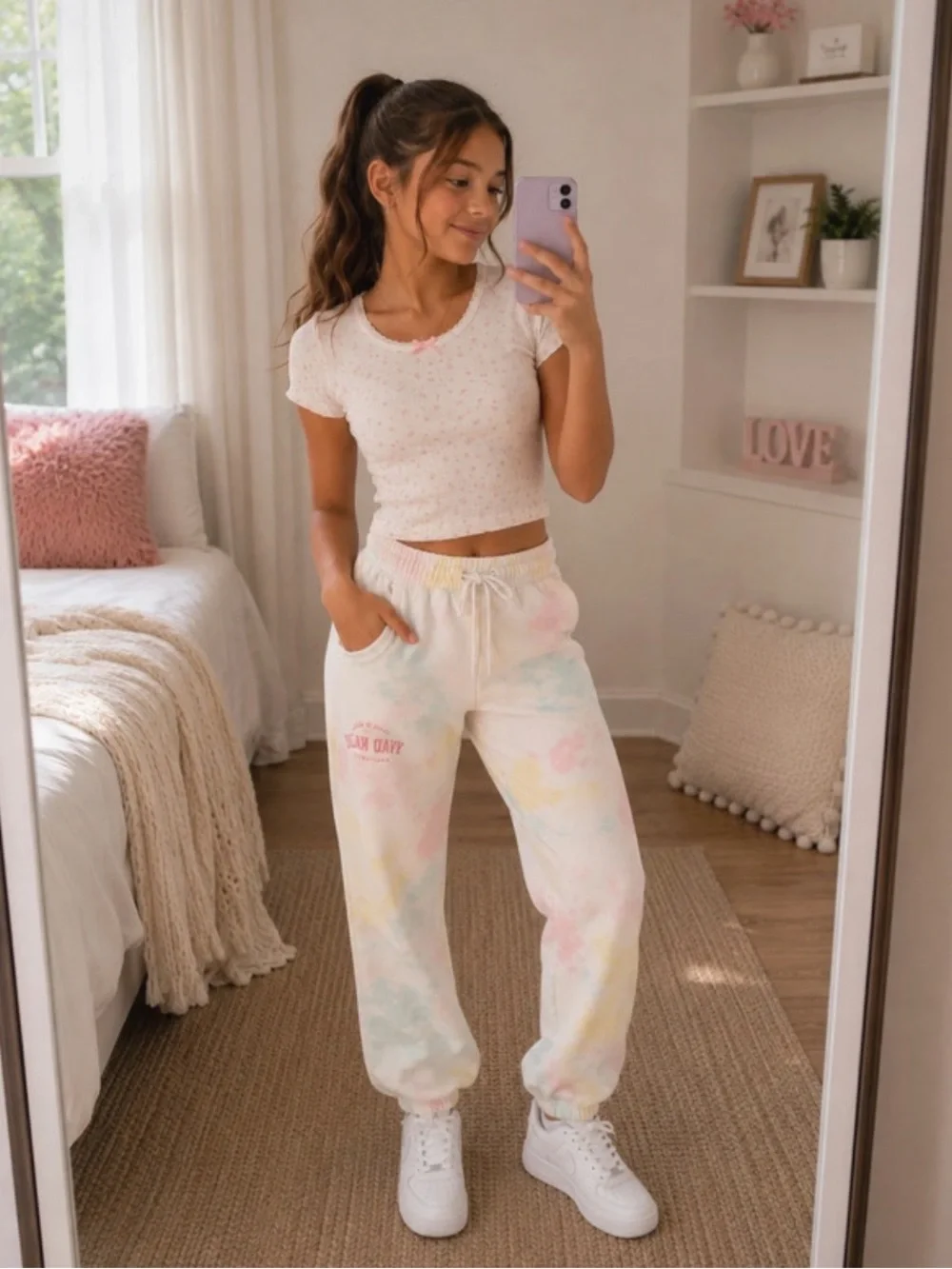 Old Navy Cream Tie-Dye Kids Sweatpants with Pastel Accents
